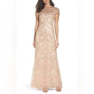 Tadashi Shoji Tulle Gold Gown